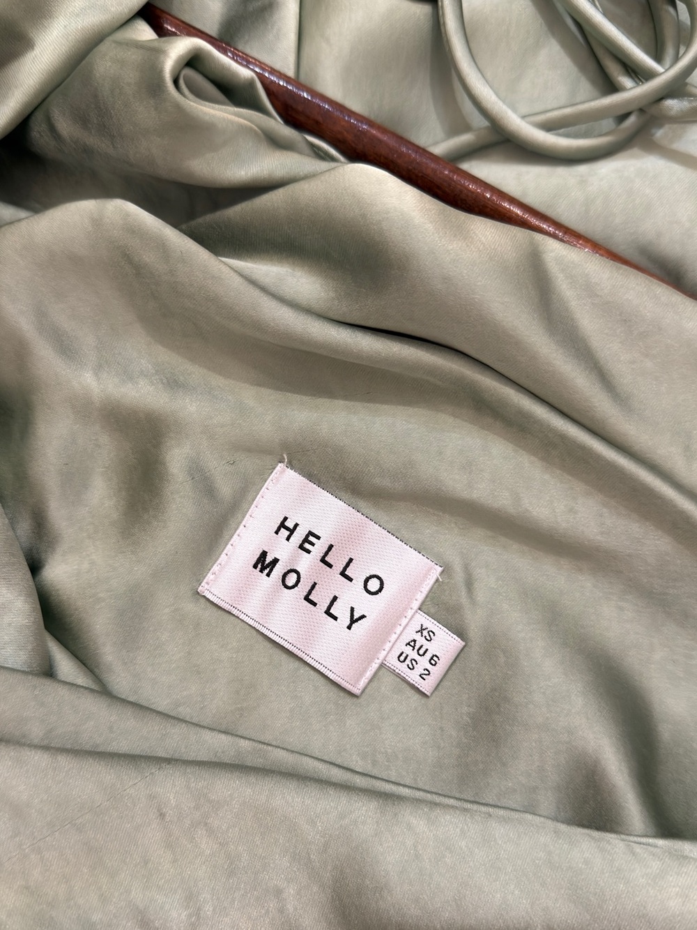 Hello Molly Satin Cowl Neck Slip Dress in Sage Green - Picture 6 of 8